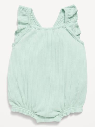 Old Navy Sleeveless Ruffle-Trim Romper for Baby - G SOLID BUBBLE:TLLNDSIA in Saudi Arabia