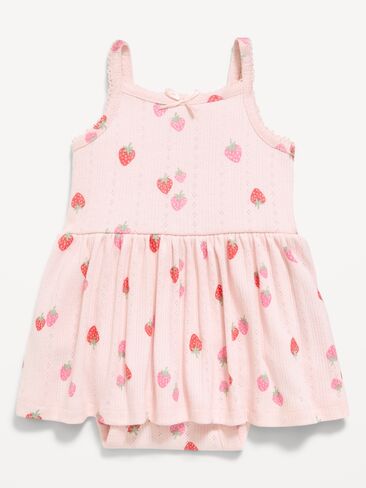 Old Navy Printed Pointelle-Knit Bodysuit Dress for Baby - STRAWBERRY in Saudi Arabia