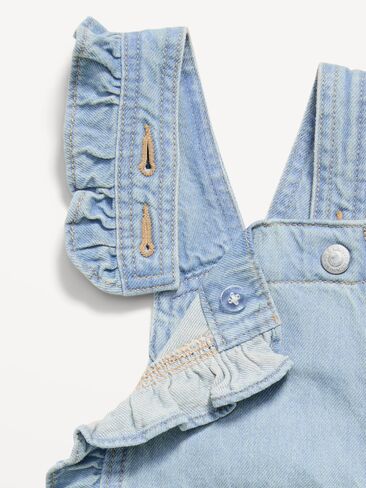 Old Navy Ruffle-Trim Jean One-Piece Romper for Baby - Denim in Saudi Arabia