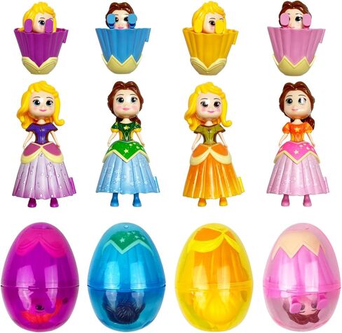 Pinkiwine 4 Pack Prefilled Easter Eggs with Princess Deformation Eggs Toys Inside for Kids Boys Girls Easter Basket Stuffers Gifts Party Favors in Saudi Arabia