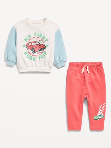 Old Navy Long-Sleeve Graphic Sweatshirt and Sweatpants Set for Baby - Red Roadtrip in Saudi Arabia