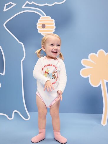 Old Navy Old Navy x Disney Winnie the Pooh Long-Sleeve Bodysuit for Baby - Sea Salt in Saudi Arabia