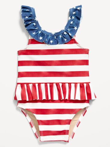 ملابس سباحة قطعة واحدة مطبوعة بأطراف كشكش من Old Navy للأطفال - أمريكانا in Kuwait