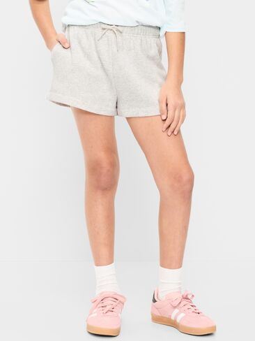 Old Navy High-Waisted Favorite Fleece Shorts for Girls - Light Heather Gray in Saudi Arabia