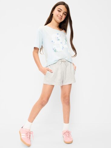 Old Navy High-Waisted Favorite Fleece Shorts for Girls - Light Heather Gray in Saudi Arabia