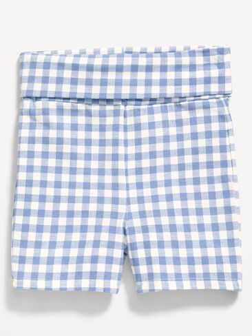 Old Navy Foldover Jersey Biker Shorts for Girls - Blue Gingham in Saudi Arabia