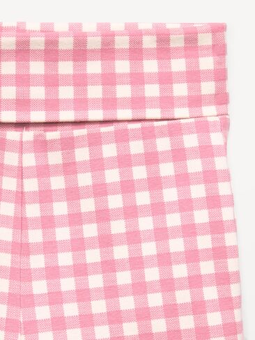 Old Navy Foldover Jersey Biker Shorts for Girls - Pink Gingham in Saudi Arabia