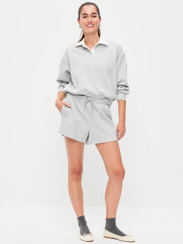 Old Navy Relaxed Dynamic Fleece Pique Shorts - Heather Grey in Saudi Arabia