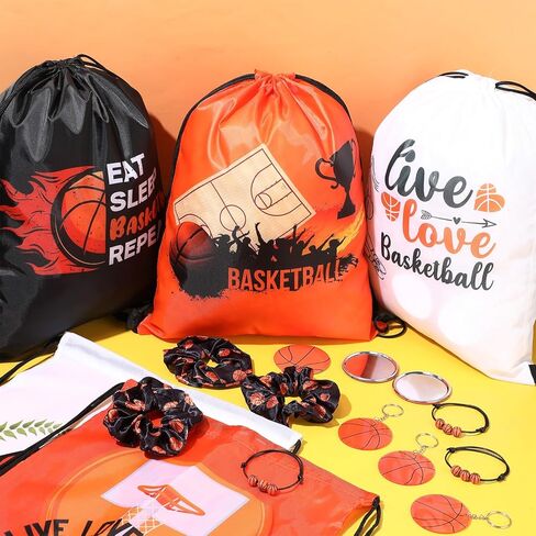 75 Pieces Basketball Team Gifts Set Includes 12 Pcs Makeup Bag 12 Ball Drawstring Bags 12 Hair Ties 12 Bracelets 12 Pcs Compact Mirror 12 Keychains (Pink,Basketball) in Saudi Arabia