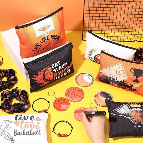 75 Pieces Basketball Team Gifts Set Includes 12 Pcs Makeup Bag 12 Ball Drawstring Bags 12 Hair Ties 12 Bracelets 12 Pcs Compact Mirror 12 Keychains (Pink,Basketball) in Saudi Arabia