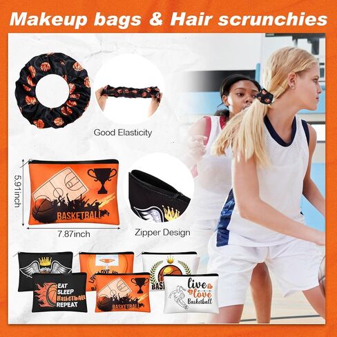 75 Pieces Basketball Team Gifts Set Includes 12 Pcs Makeup Bag 12 Ball Drawstring Bags 12 Hair Ties 12 Bracelets 12 Pcs Compact Mirror 12 Keychains (Pink,Basketball) in Saudi Arabia