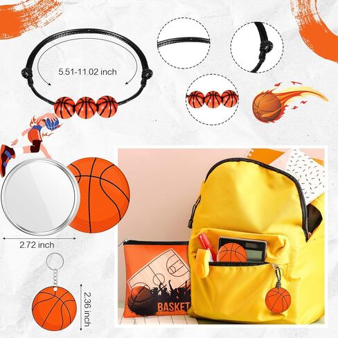 75 Pieces Basketball Team Gifts Set Includes 12 Pcs Makeup Bag 12 Ball Drawstring Bags 12 Hair Ties 12 Bracelets 12 Pcs Compact Mirror 12 Keychains (Pink,Basketball) in Saudi Arabia