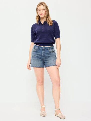 Old Navy High-Waisted OG Cut-Off Jean Shorts -- 4-inch inseam - Medium Wash in Saudi Arabia