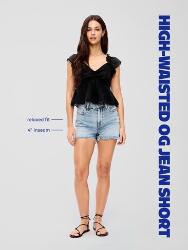 Old Navy High-Waisted OG Cut-Off Jean Shorts -- 4-inch inseam - Medium Wash in Saudi Arabia