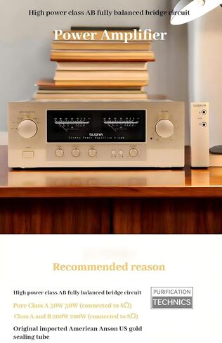 مضخم صوت مدمج Audiophile - مضخم صوت ستيريو هجين من الفئة A/AB بقدرة 200 وات × 2، 8X ON شبه MJ15024G أنابيب مختومة بالذهب، ومحولات حلقية مزدوجة و125 ديسيبل SNR، ومضخم طاقة عالي الجودة (أسود) in Kuwait