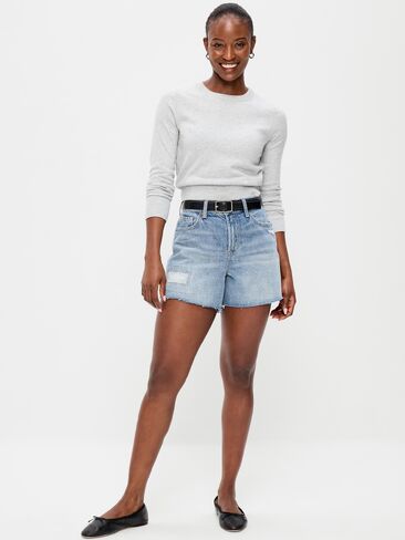 Old Navy Curvy High-Waisted Baggy Jean Shorts -- 5-inch inseam - Riley Repair in Saudi Arabia