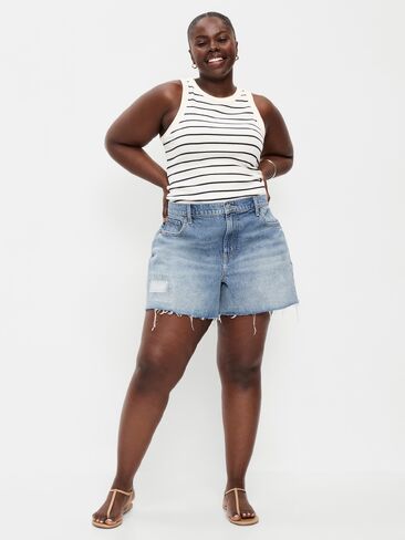 Old Navy Curvy High-Waisted Baggy Jean Shorts -- 5-inch inseam - Riley Repair in Saudi Arabia