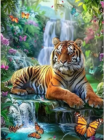 GEMOUJ Forest Waterfall Diamond Art Kits for Adults,Waterfall Landscape 5D Diamond Painting Kits for Adults,DIY Full Drill Round Paint by Diamonds Dot Art Crafts Paintings,Home Wall Decor 12 X 16inch in Saudi Arabia