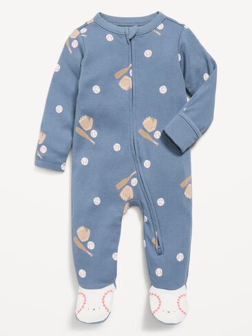Old Navy 2-Way-Zip Sleep & Play Footed One-Piece for Baby - Baseball in Saudi Arabia