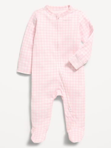 Old Navy 2-Way-Zip Sleep & Play Footed One-Piece for Baby - Pink Mini Check in Saudi Arabia