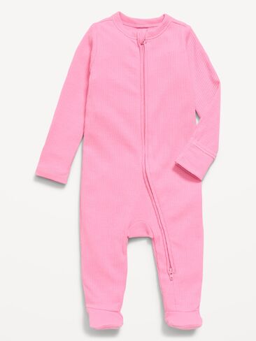 Old Navy Ribbed 2-Way-Zip Sleep & Play Footed One-Piece for Baby - Sparkle Berry in Saudi Arabia