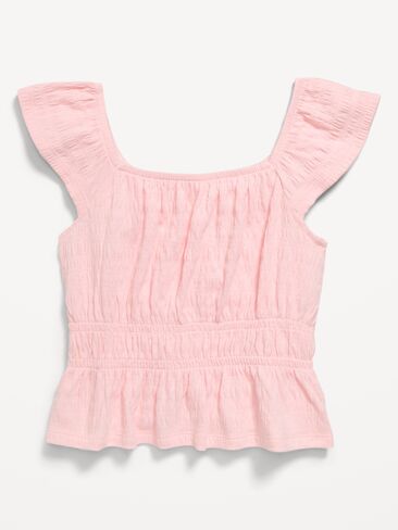 Old Navy Ruffled Smocked Top for Girls - Pink Sky in Saudi Arabia