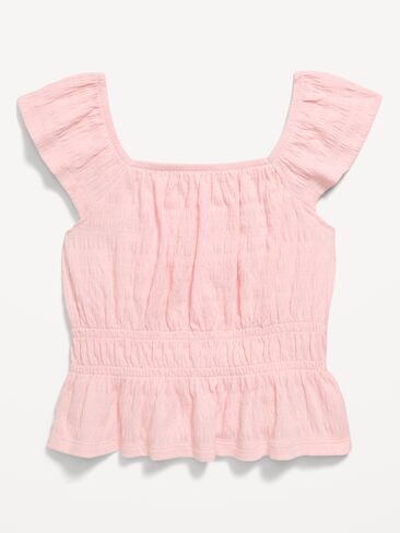 Old Navy Ruffled Smocked Top for Girls - Pink Sky in Saudi Arabia