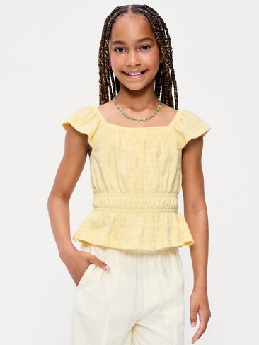 Old Navy Ruffled Smocked Top for Girls - Golden Straw in Saudi Arabia