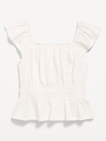 Old Navy Ruffled Smocked Top for Girls - Sea Salt in Saudi Arabia