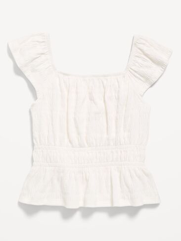 Old Navy Ruffled Smocked Top for Girls - Sea Salt in Saudi Arabia