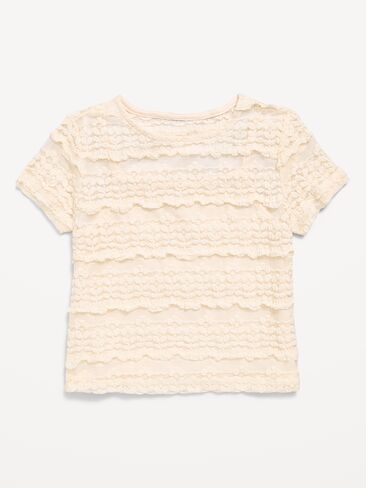 Old Navy 2-in-1 Short-Sleeve Cami Lace Top for Girls - Creme De La Creme in Saudi Arabia