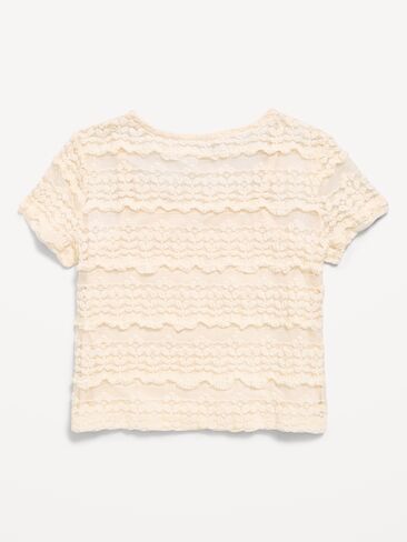Old Navy 2-in-1 Short-Sleeve Cami Lace Top for Girls - Creme De La Creme in Saudi Arabia