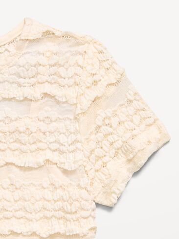 Old Navy 2-in-1 Short-Sleeve Cami Lace Top for Girls - Creme De La Creme in Saudi Arabia