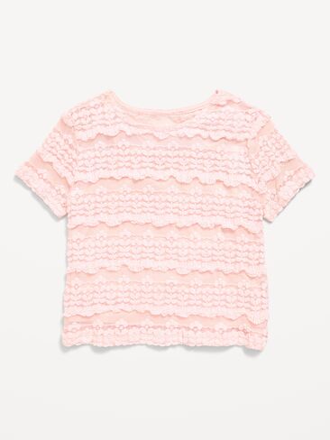 Old Navy 2-in-1 Short-Sleeve Cami Lace Top for Girls - Pastel Pink in Saudi Arabia