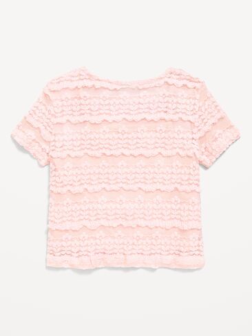 Old Navy 2-in-1 Short-Sleeve Cami Lace Top for Girls - Pastel Pink in Saudi Arabia
