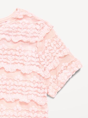 Old Navy 2-in-1 Short-Sleeve Cami Lace Top for Girls - Pastel Pink in Saudi Arabia
