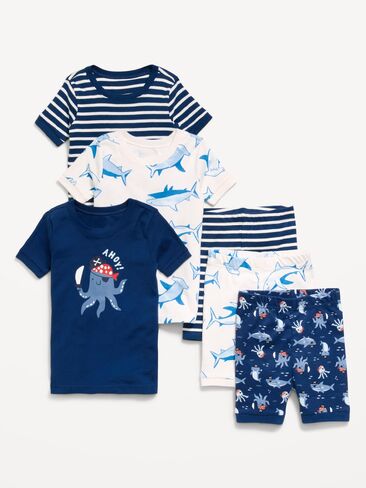 بيجامة مضلعة من Old Navy مكونة من 6 قطع للأطفال الصغار والرضع - أسماك القرش in Saudi Arabia
