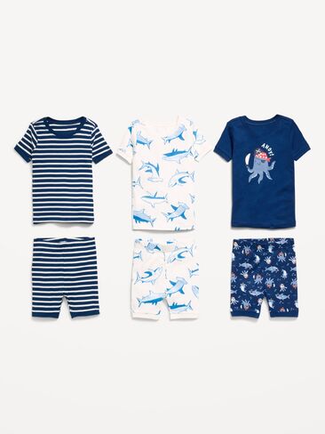 بيجامة مضلعة من Old Navy مكونة من 6 قطع للأطفال الصغار والرضع - أسماك القرش in Saudi Arabia