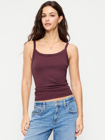 قميص بدون أكمام Old Navy Pointelle Cami - لحاء الكرز in Saudi Arabia