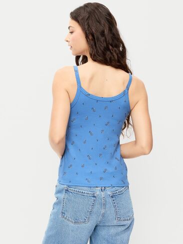 Old Navy Pointelle Cami Tank Top - White/Blue Floral in Saudi Arabia