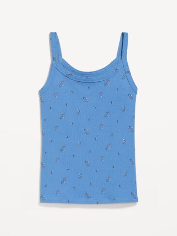 Old Navy Pointelle Cami Tank Top - White/Blue Floral in Saudi Arabia