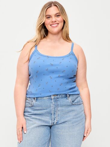 Old Navy Pointelle Cami Tank Top - White/Blue Floral in Saudi Arabia