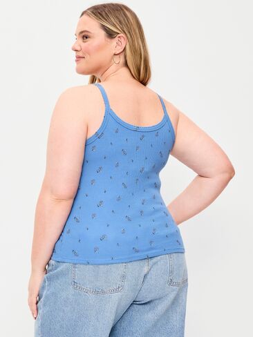 Old Navy Pointelle Cami Tank Top - White/Blue Floral in Saudi Arabia