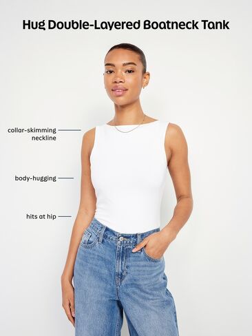 Old Navy Hug Double-Layer Boat-Neck Top - Black Jack in Saudi Arabia