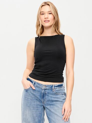 Old Navy Hug Double-Layer Boat-Neck Top - Black Jack in Saudi Arabia