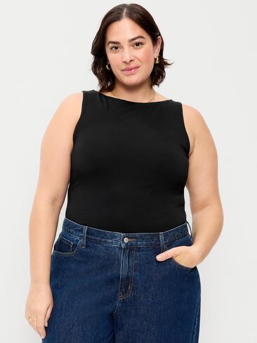 Old Navy Hug Double-Layer Boat-Neck Top - Black Jack in Saudi Arabia