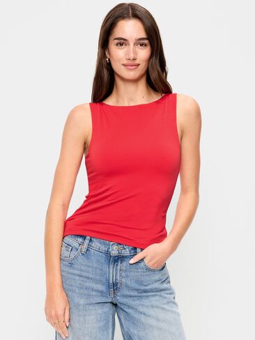 Old Navy Hug Double-Layer Boat-Neck Top - Red Buttons in Saudi Arabia