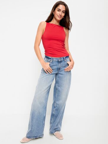 Old Navy Hug Double-Layer Boat-Neck Top - Red Buttons in Saudi Arabia