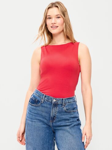 Old Navy Hug Double-Layer Boat-Neck Top - Red Buttons in Saudi Arabia