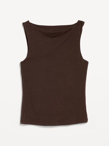 Old Navy Hug Double-Layer Boat-Neck Top - BLACK COFFEE in Saudi Arabia